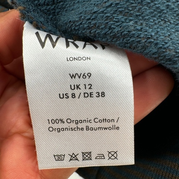 WRAP striped dress brown blue long sleeve size 8 - Picture 5 of 8